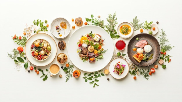 Talerze z różnymi daniami